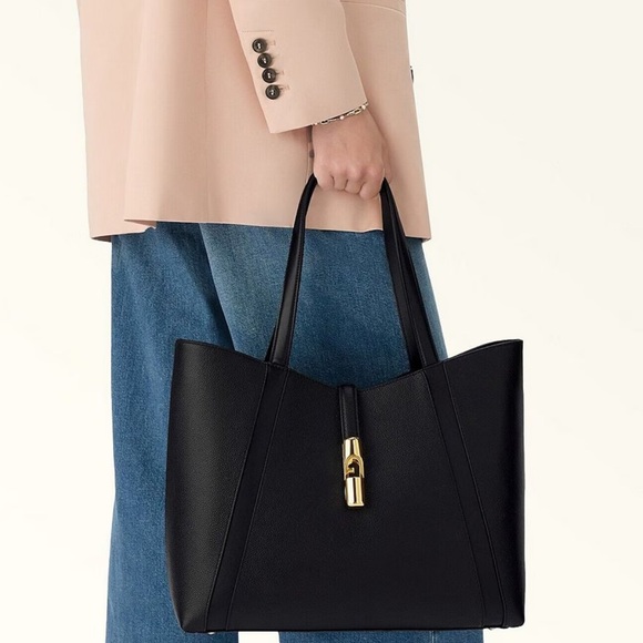 Furla Goccia Black Leather Tote Bag - Picture 4 of 4